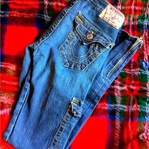True Religion Jeans sz 26 Stretch 80s Ankle zip skinny style